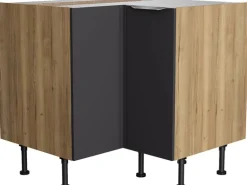 Optifit Küchen-Eck-Unterschrank Linus984 90/90cmx87cmx58,4cm Anthra.-WildEiche