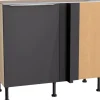 Optifit Küchen-Eck-Unterschrank Linus984 100/65x 87x 58,4cm Anthrazit Wildeiche