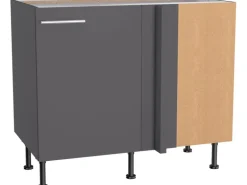 Optifit Küchen-Eck-Unterschrank Ingvar420 100/65 x 87 x 58,4 cm Anthrazit Matt