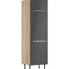 Optifit Küchen-Hochschrank für Kühlschrank Linus984 60 cm Anthrazit-Wildeiche