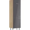 Optifit Küchen-Hochschrank für Kühlschrank Jonte984 60 cm Anthrazit-Wildeiche