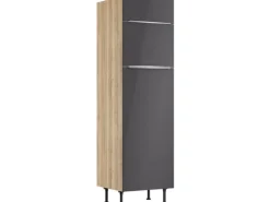 Optifit Küchen-Hochschrank f. Kühl-Gefrier-Kombi Linus984 60cm Anthra.-WildEiche