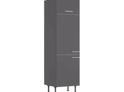 Optifit Küchen-Hochschrank für Kühlschrank Ingvar420 60 cm Anthrazit Matt