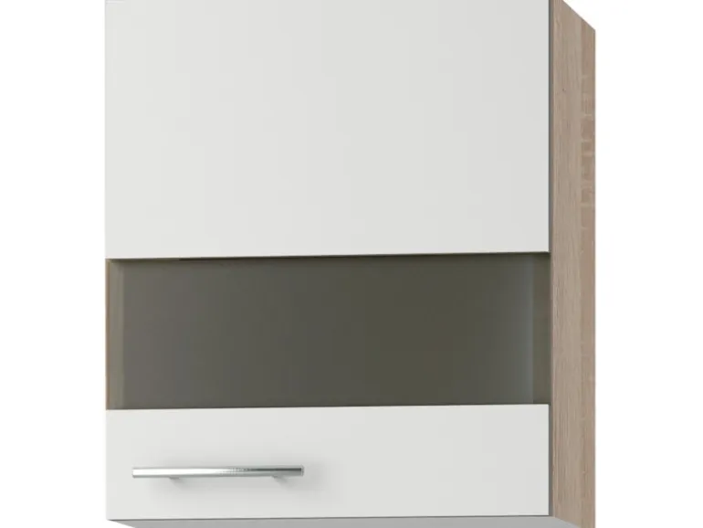 Optifit Küchen-Oberschrank mit Segmentglastür Dakar286 50cm x 57,6cm Weiß-Eiche