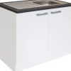 Optifit Küchen-Spülenunterschrank mit Einbauspüle Salo214 100cmx84,8cmx60cm Weiß