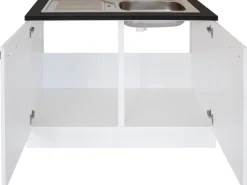 Optifit Küchen-Spülenunterschrank mit Einbauspüle Salo214 100cmx84,8cmx60cm Weiß