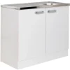 Optifit Küchen-Spülenunterschrank Salo214 mit Spülenauflage 100cmx85cmx50cm Weiß