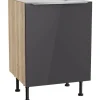 Optifit Küchen-Spülenunterschrank Linus984 60x87x58,4cm Anthra.-WildEiche
