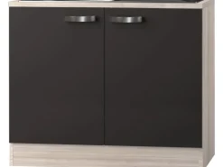 Optifit Küchen-Spülenunterschrank Faro220 100 x 84,8 x 60 cm Anthrazit-Braun