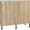 Optifit Küchen-Spülenunterschrank Erik290 100 cm x 87 cm x 58,4 cm Wildeiche
