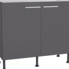 Optifit Küchen-Spülenunterschrank Ingvar420 100cm x 87cm x 58,4cm Anthrazit Matt