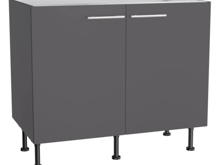 Optifit Küchen-Spülenunterschrank Ingvar420 100cm x 87cm x 58,4cm Anthrazit Matt
