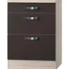 Optifit Küchen-Unterschrank mit 3 Auszügen Faro220 60 cm Anthrazit-Braun