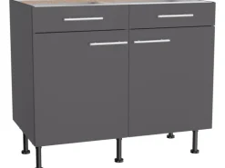 Optifit Küchen-Unterschrank Ingvar420 100 cm x 87 cm x 58,4 cm Anthrazit Matt