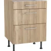 Optifit Küchen-Unterschrank mit 3 Auszügen Erik290 60x87x58,4cm WildEiche