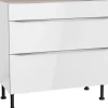 Optifit Küchen-Unterschrank mit 2 Auszügen Arvid986 90 cm x 87 cm x 58,4 cm Weiß