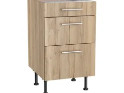Optifit Küchen-Unterschrank mit 3 Auszügen Erik290 50x87x58,4cm WildEiche