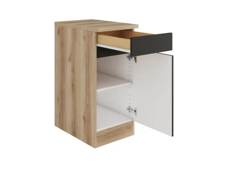 Optifit Küchen-Unterschrank 40 x 88 x 60 cm Noah420 Anthrazit Wildeiche NB