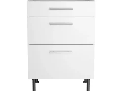 Optifit Küchen-Unterschrank mit 3 Auszügen Bengt932 60 cm x 87 cm x 58,4 cm Weiß