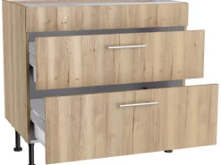 Optifit Küchen-Unterschrank mit 2 Auszügen Erik290 90x87x58,4cm WildEiche