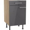 Optifit Küchen-Unterschrank Jonte984 50 cm x 87 cm x 58,4 cm Anthrazit-Wildeiche