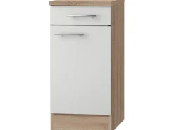 Optifit Küchen-Unterschrank Dakar286 40 cm x 84,8 cm x 60 cm Weiß-Eiche