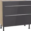 Optifit Küchen-Unterschrank mit 2 Auszügen Linus984 90 cm Anthrazit-Wildeiche