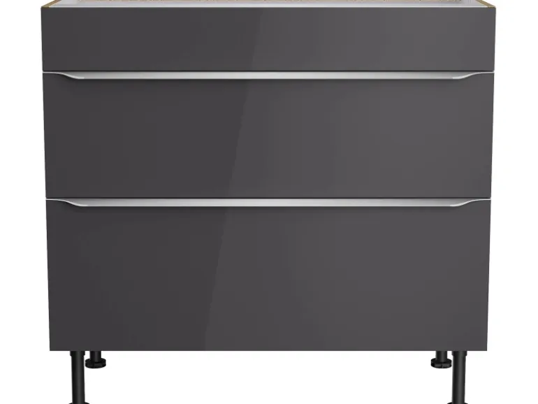 Optifit Küchen-Unterschrank mit 2 Auszügen Linus984 90 cm Anthrazit-Wildeiche