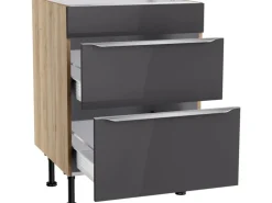 Optifit Küchen-Unterschrank für Kochfeld Linus984 60 cm Anthrazit-Wildeiche