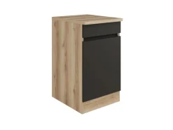 Optifit Küchen-Unterschrank 50 x 88 x 60 cm Noah420 Anthrazit Wildeiche NB