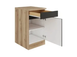Optifit Küchen-Unterschrank 50 x 88 x 60 cm Noah420 Anthrazit Wildeiche NB
