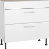 Optifit Küchen-Unterschrank mit 2 Auszügen Bengt932 90 cm x 87 cm x 58,4 cm Weiß
