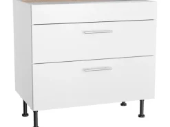 Optifit Küchen-Unterschrank mit 2 Auszügen Bengt932 90 cm x 87 cm x 58,4 cm Weiß