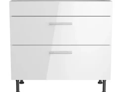 Optifit Küchen-Unterschrank mit 2 Auszügen Rurik986 90 cm x 87 cm x 58,4 cm Weiß