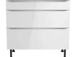 Optifit Küchen-Unterschrank mit 3 Auszügen Arvid986 90 cm x 87 cm x 58,4 cm Weiß