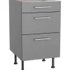 Optifit Küchen-Unterschrank mit 3 Auszügen Mats825 50cmx87cmx58,4cm Basaltgrau