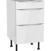 Optifit Küchen-Unterschrank mit 3 Auszügen Arvid986 50 cm x 87 cm x 58,4 cm Weiß