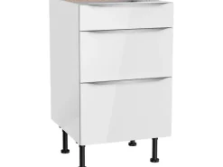 Optifit Küchen-Unterschrank mit 3 Auszügen Arvid986 50 cm x 87 cm x 58,4 cm Weiß