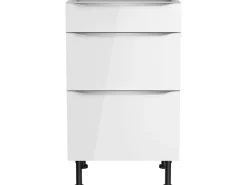 Optifit Küchen-Unterschrank mit 3 Auszügen Arvid986 50 cm x 87 cm x 58,4 cm Weiß