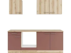 Optifit Küchenzeile KPLB 2136OE-9+ o. E-Geräte Wildeiche Nb./Rostrot 210cm
