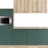 Optifit Küchenzeile KPLS 2181OE-9+ Li/Sav o. E-Ger. Wildeiche Nb./Steingr. 210cm