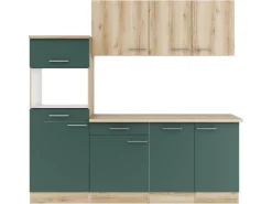 Optifit Küchenzeile KPLS 2181OE-9+ Li/Sav o. E-Ger. Wildeiche Nb./Steingr. 210cm