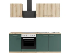 Optifit Küchenzeile KPLS 2136OE-9+ Li/Sav o. E-Ger. Wildeiche Nb./Steingr. 210cm