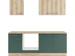 Optifit Küchenzeile KPLS 2136OE-9+ Li/Sav o. E-Ger. Wildeiche Nb./Steingr. 210cm