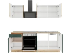 Optifit Küchenzeile KPLS 2136OE-9+ Li/Sav o. E-Ger. Wildeiche Nb./Steingr. 210cm