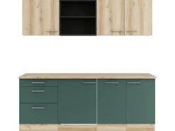 Optifit Küchenzeile KPLS2199ROE-9+ Li/Sav o. E-Ger. Wildeiche Nb./Steingr. 210cm
