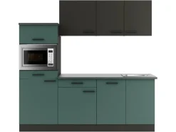 Optifit Küchenzeile KPMV 2181-9+ Madrid420/Verona405 Anthrazit/ Steingrün 210 cm