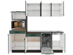Optifit Küchenzeile KPMV 2181-9+ Madrid420/Verona405 Anthrazit/ Steingrün 210 cm