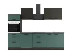 Optifit Küchenzeile KPMV 2789-9+ Madrid420/Verona405 Anthrazit/ Steingrün 270 cm