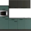 Optifit Küchenzeile KPMV 2181OE-9+ o. E-Geräte Anthrazit/Steingrün 210cm